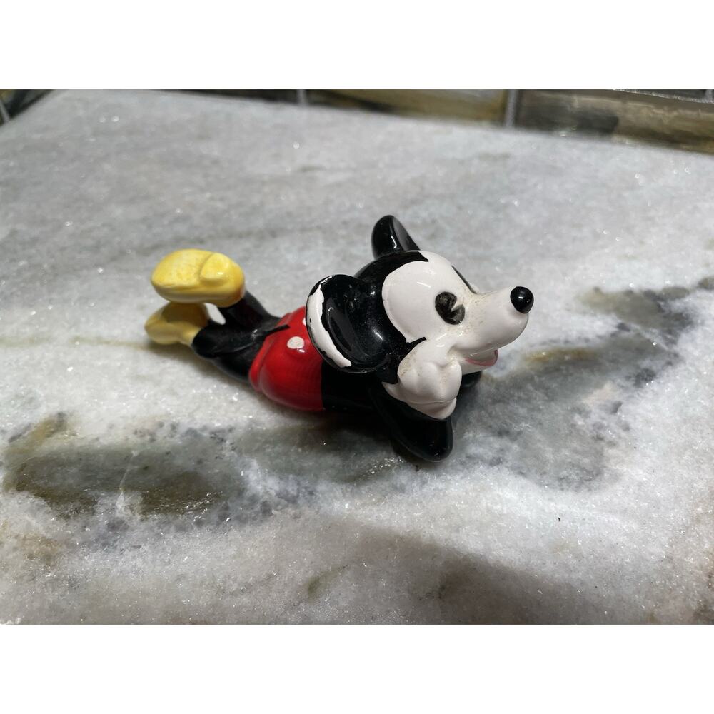 Vintage 1970s Ceramic Walt Disney Mickey Mouse Lying Down Figurine